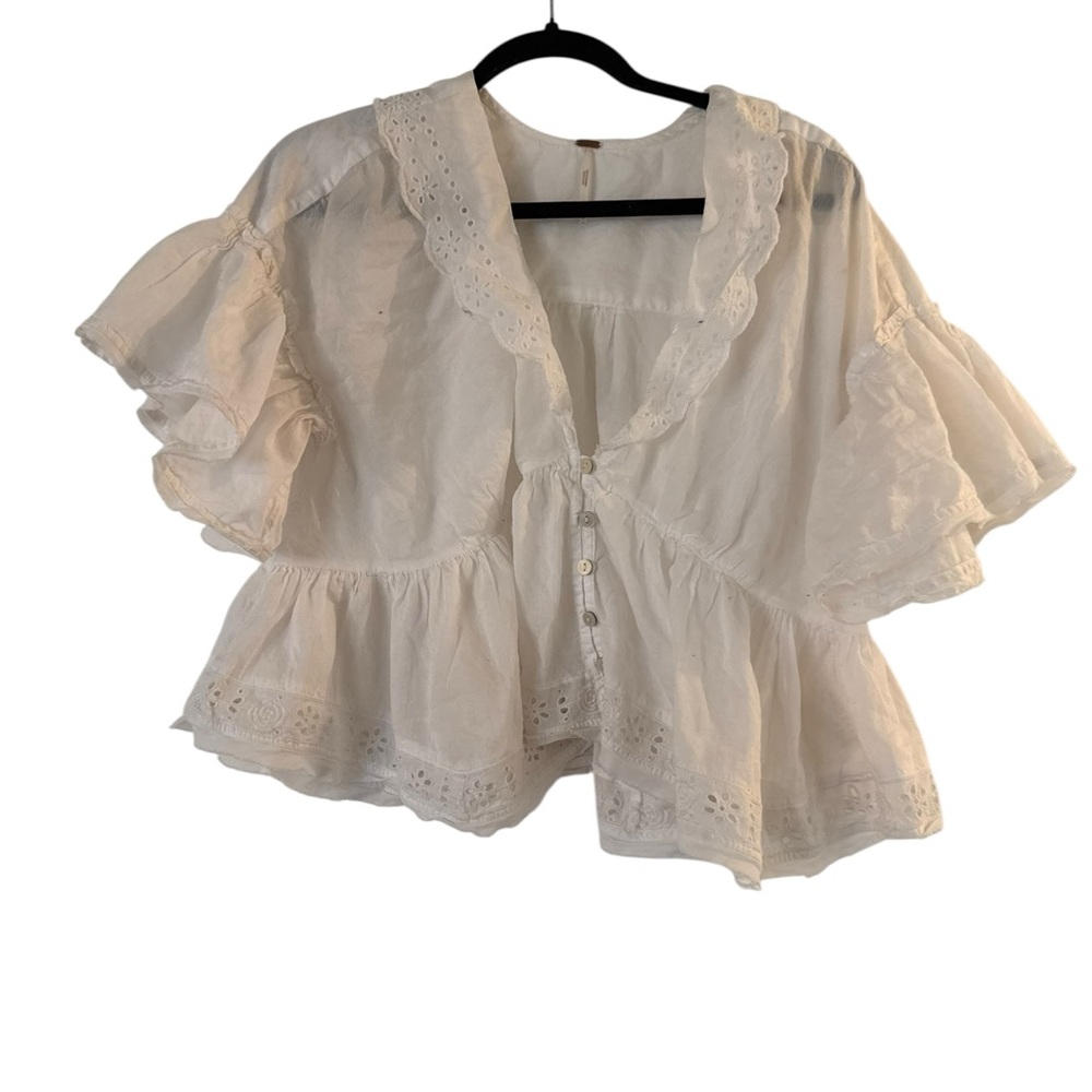 Free People White Eyelet Blouse - Picture 7 of 9